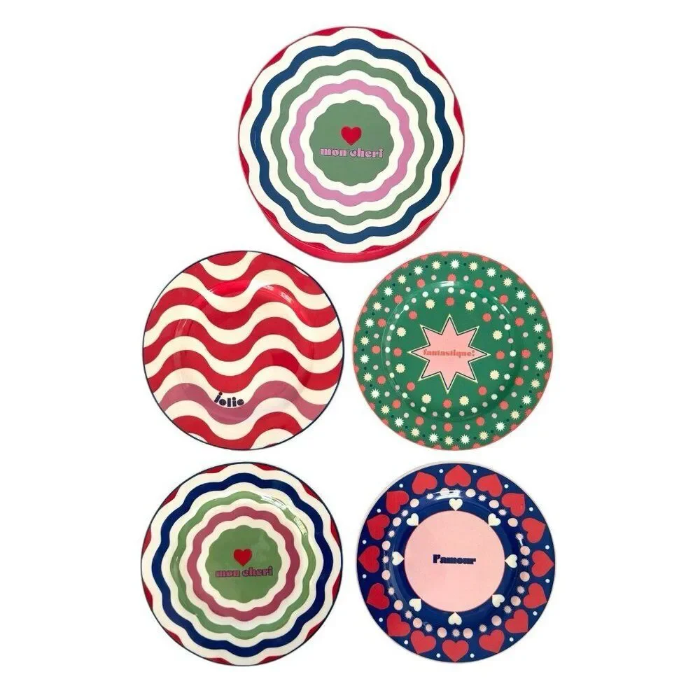 Anthropologie Dessert Canape Plate Set Of 4 By Maeve Gift Side Salad Plates NIB